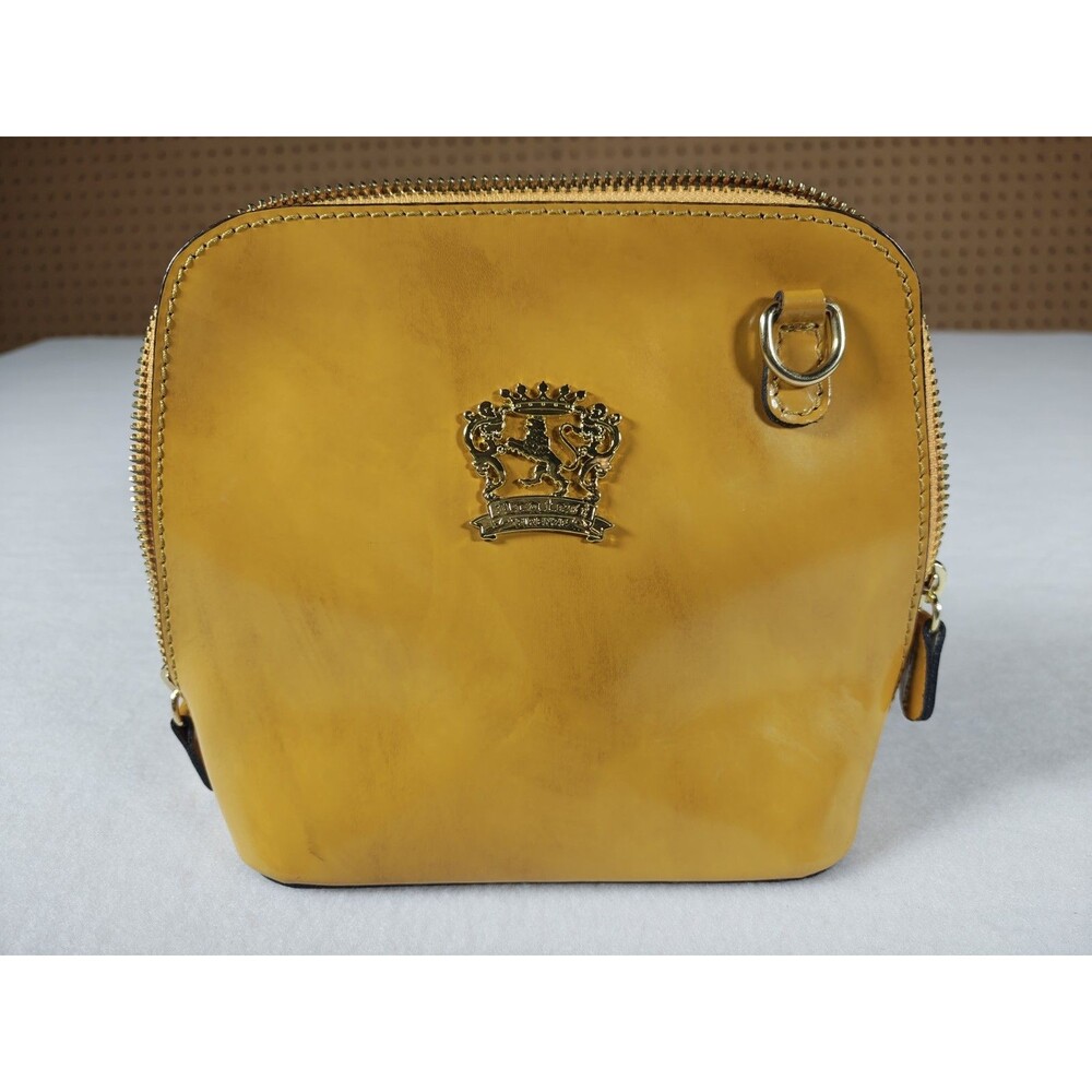 Pratesi Firenze Mustard Yellow Leather Crossbody Bag Italy Luxury Shoulder Purse